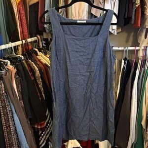 LC Lauren Conrad Denim-Blue Sleeveless Square-Neck Mini Dress